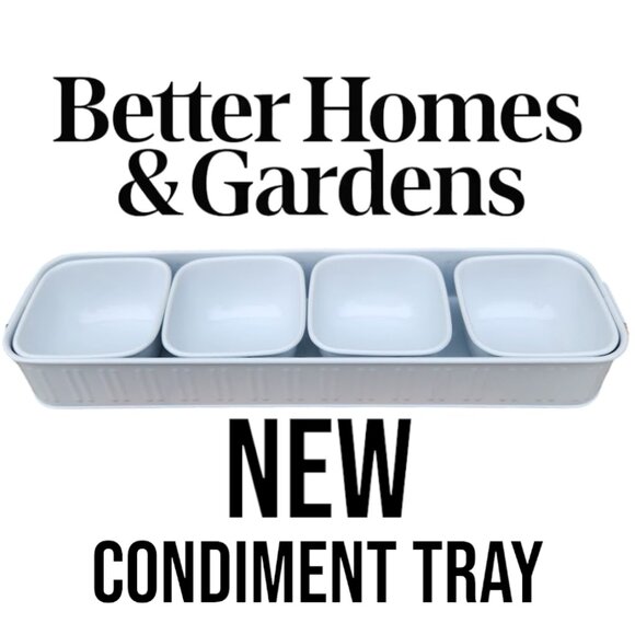 NEW Better Homes & Gardens Galvanized Bowls Tray Rectangle Condiment Tray Set 4 - Picture 9 of 14